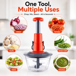 750ml Manual Vegetable Chopper with Stainless Steel Blades