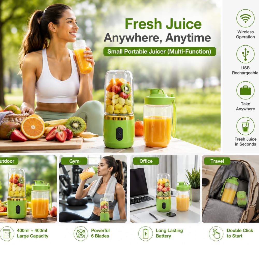 QuickGainX Portable Mini Juicer Blender
